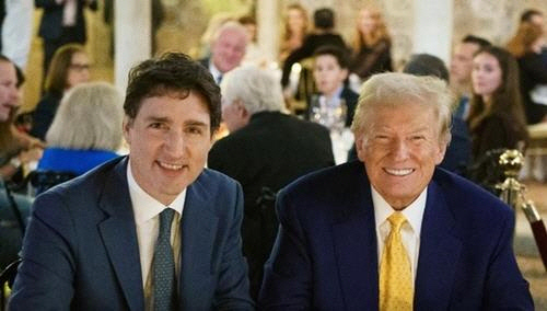 마러라고서 만찬회동한 트럼프-트뤼도[트뤼도 총리 엑스 계정 캡처]